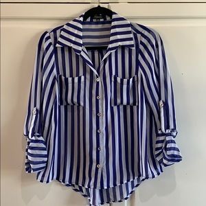 Navy blue & white blouse
